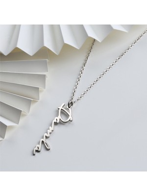 Kadın 925 Ayar Gümüş Kişiye Özel Dikey Isimli Kolye