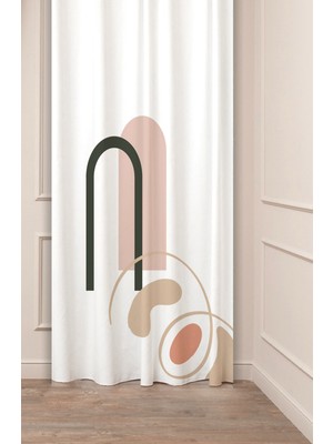 Greendecor Desenli Geometrik Çizgili Otantik Özel Tasarımlı Dijital Baskılı (Tek Kanat) Şık Modern Fon Perde