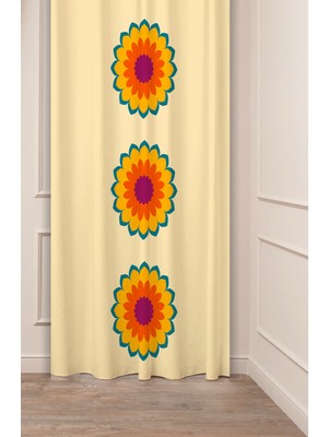 Greendecor Mandala Çiçek Hippi Yoga Meditasyon Etnik Antika Desenli Dijital Baskılı (Tek Kanat) Şık Fon Perde