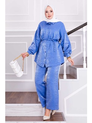 Md Beli Seyyar Bağcıklı Pantolonlu İkili Takım İndigo