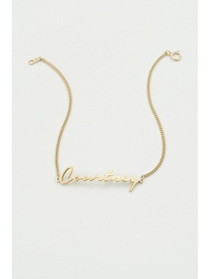 El Yazısı Isimli Bileklik Kadın 925 Ayar Gümüş Altın Kaplama