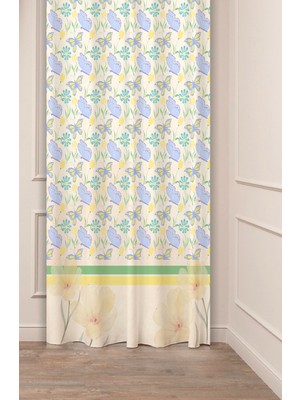 Greendecor Özel Tasarım Çiçek Yaprak Etnik Antik Çizgi Desenli Dijital Baskılı (Tek Kanat) Modern Şık Fon Perde