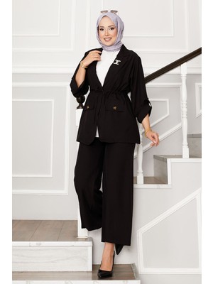 Nz Beli Tünelli Kolları Katlanabilir Ceket Takım Siyah