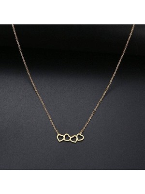 Kadın 925 Ayar Gümüş Dörtlü Kalp Model Kolye