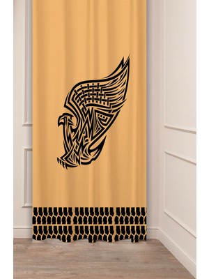 Greendecor Geometrik Çizgi Şekiller Özel Tasarım Desenli Dijital Baskılı (Tek Kanat) Modern Şık Fon Perde