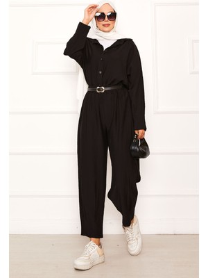 Md Rahat Kalıp Şalvar Pantolonlu Takım Siyah