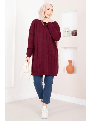 RAF Baklava Örgü Triko Tunik Bordo