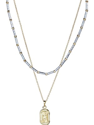 Klips Concept Ikili Madalyon ve Dorika Detay Kolye Set