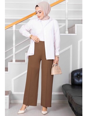 MDS Palazzo Tesettür Pantolon Taba