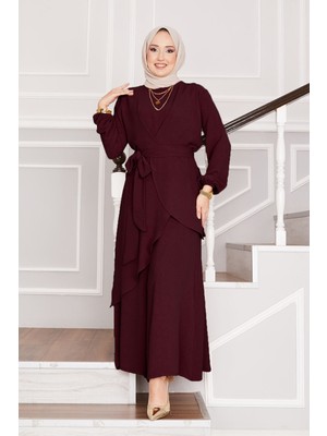 ZNK Salaş Kalıp Aerobin Tesettür  İkili Takım Bordo