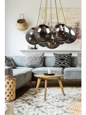 Normadia Şık Eskitme Füme Camlı 7'li Avize, Modern ve Estetik Tasarım