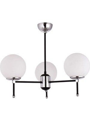 Normadia Şık Siyah-Krom 3 Kollu Çok Fonksiyonlu Modern Salon ve Oturma Odası Avizesi