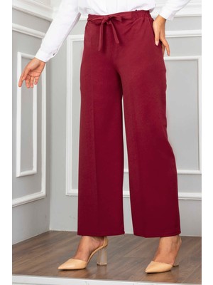 Bol Paça Tesettür Pantolon Bordo