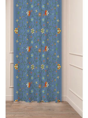 Greendecor Bohem Geometrik Çizgi Şekiller Özel Tasarım Desenli Dijital Baskılı (Tek Kanat) Modern Şık Fon Perde