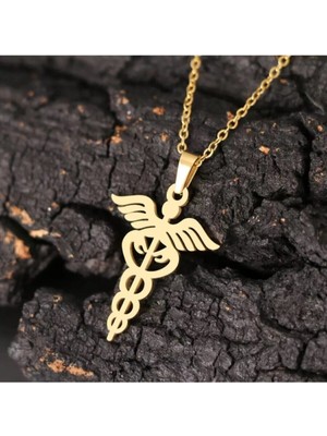 925 Ayar Gümüş Hermes Caduceus Tıp Sembol Kolye