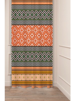 Greendecor Otantik, Anadolu, Etnik Desenli Özel Tasarım Dijital Baskılı (Tek Kanat) Modern Şık Fon Perde