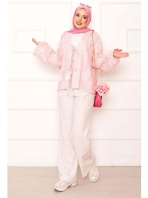 SVS Püskül Detay Önü Bağlamalı Kimono Pembe