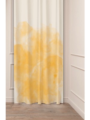 Greendecor Sarı Bej Krem Minimalist Sade Soft Pastel Özel Tasarım Dijital Baskılı (Tek Kanat) Şık Fon Perde