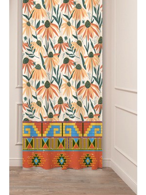Greendecor Otantik, Anadolu, Etnik Desenli Özel Tasarım Dijital Baskılı (Tek Kanat) Modern Şık Fon Perde