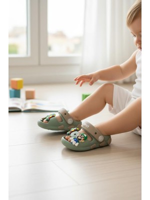 Akınalbella Sevimli Figürlü Ortopedik Tabanlı Çocuk Sandalet & Terlik-Kaymaz Taban Yazlık Plaj Burun Korumalı