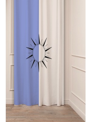 Greendecor Desenli Geometrik Çizgili Otantik Özel Tasarımlı Dijital Baskılı (Tek Kanat) Şık Modern Fon Perde