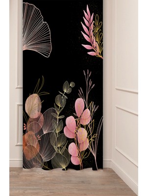 Greendecor Çiçekli Estetik Minimalist Desenli Özel Tasarım Dijital Baskılı (Tek Kanat) Modern Şık Fon Perde
