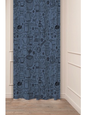 Greendecor Coffee Tatlı Kahve Renkli Bohem Özel Tasarım Dijital Baskılı (Tek Kanat) Modern Şık Mutfak Fon Perde