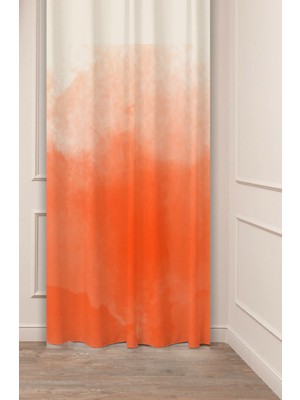 Greendecor Turuncu Bej Krem Minimalist Sade Soft Pastel Özel Tasarım Dijital Baskılı (Tek Kanat) Şık Fon Perde