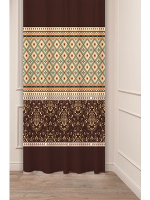 Greendecor Otantik, Anadolu, Etnik Desenli Özel Tasarım Dijital Baskılı (Tek Kanat) Modern Şık Fon Perde