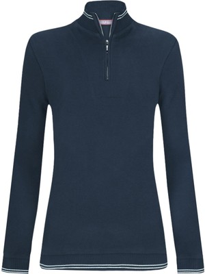 Felix Hardy Kadın Yarım Fermuar Kazak - Lacivert