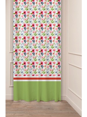 Greendecor Özel Tasarım Çiçek Yaprak Antik Çizgi Etnik Desenli Dijital Baskılı (Tek Kanat) Modern Şık Fon Perde