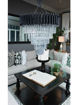 Normadia Şık 55 cm Gümüş Kristal Taşlı Lüks Evi Aydınlatması