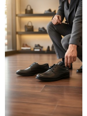 Enoch Hakiki Deri Siyah Ortopedik Ultra Hafif Esnek Taban Erkek Ayakkabı