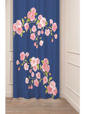 Greendecor Çiçekler Yaprak Papatya Pastel Bohem Özel Tasarım Dijital Baskılı (Tek Kanat) Bej Krem Şık Fon Perde