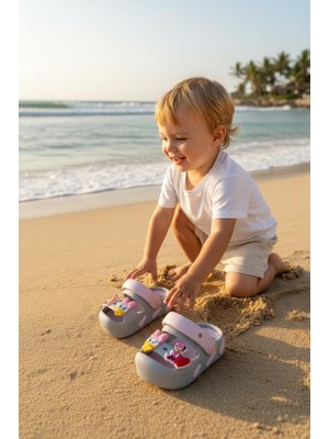 Akınalbella Sevimli Figürlü Ortopedik Tabanlı Çocuk Sandalet & Terlik-Kaymaz Taban Yazlık Plaj Burun Korumalı