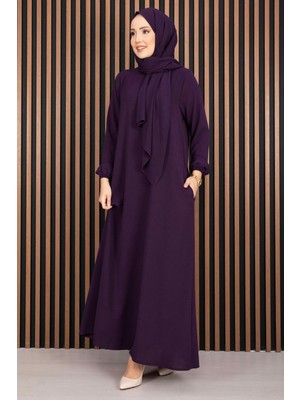 DF Elbise & Uyumlu Şal Tesettür İkili Kombin Mor