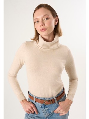 Felix Hardy Kadın Balıkçı Yaka Triko Kazak - Bej