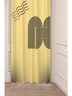 Greendecor Mandala Bohem Geometrik Çizgi Desenli Özel Tasarım Dijital Baskılı (Tek Kanat) Modern Şık Fon Perde