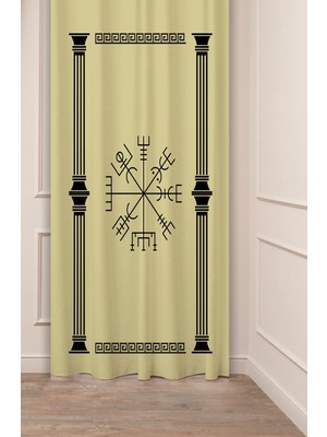 Greendecor Etnik Mısır Tarih Antika Desenli Özel Tasarım Dijital Baskılı (Tek Kanat) Modern Şık Fon Perde