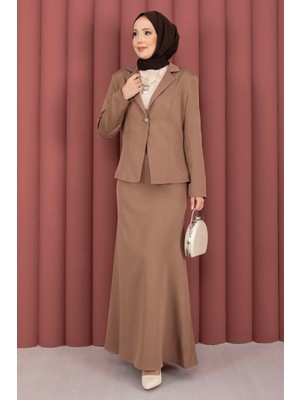 HP Business Blazer Ceket Etek Ikili Takım Kahve