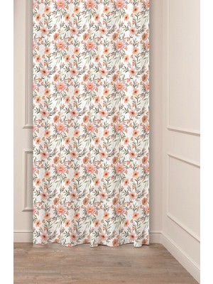 Greendecor Çiçekli Yaprak Sade Bohem Tasarımlı Dijital Baskılı (Tek Kanat) Şık Özel Tasarımlı Modern Fon Perde