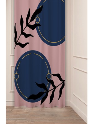 Greendecor Yaprak Vazo Bohem Minimalist Bej Krem Desenli Özel Tasarım Dijital Baskılı (Tek Kanat) Şık Fon Perde