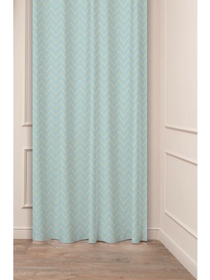 Greendecor Desenli Geometrik Çizgili Otantik Özel Tasarımlı Dijital Baskılı (Tek Kanat) Şık Modern Fon Perde