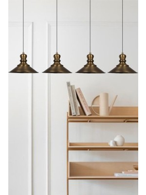 Normadia Dörtlü Nantes Eskitme Rengi Metal Sarkıt Avize, Rustik ve Vintage Tarz