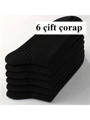 Abani Classic 6 Çift Emre Siyah Kışlık Yün Lambswool Kalın Çorap