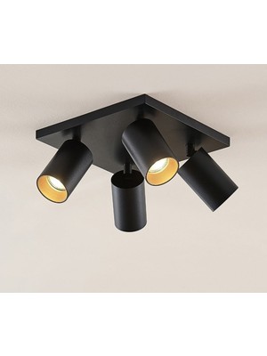 Normadia Modern Kare Spot Tavan LED Aplik, Hareketli Başlık, Gün Işığı Ampul