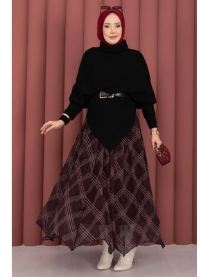 Mo Balıkçı Yaka Asimetrik Triko Kazak Siyah