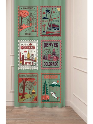 Greendecor Miami Florida Brooklyn Colorado Texas Boston Tasarımlı Dijital Baskılı (Tek Kanat) Modern Fon Perde