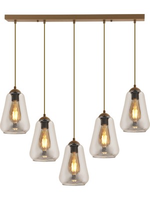 Normadia Modern 5'li Füme Camlı Sarkıt Avize, Şık ve Şıklık Katıcı Tasarım