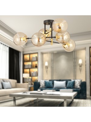 Normadia Modern Siyah Gold Bal Camlı 6'lı Genç ve Yatak Odası Avizesi